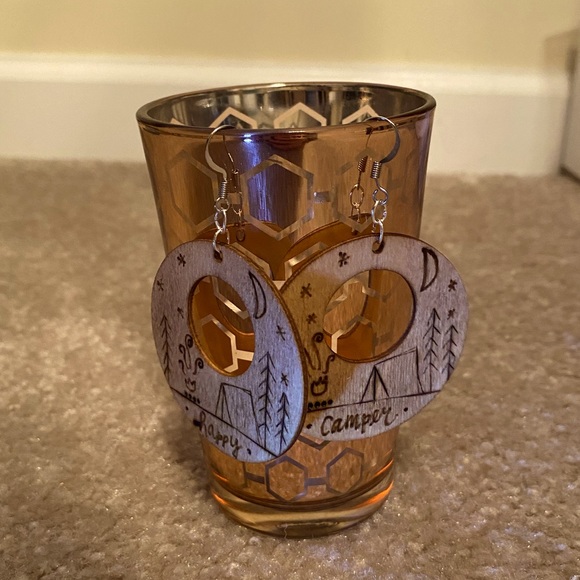 Wood Burned Earrings - Picture 1 of 7